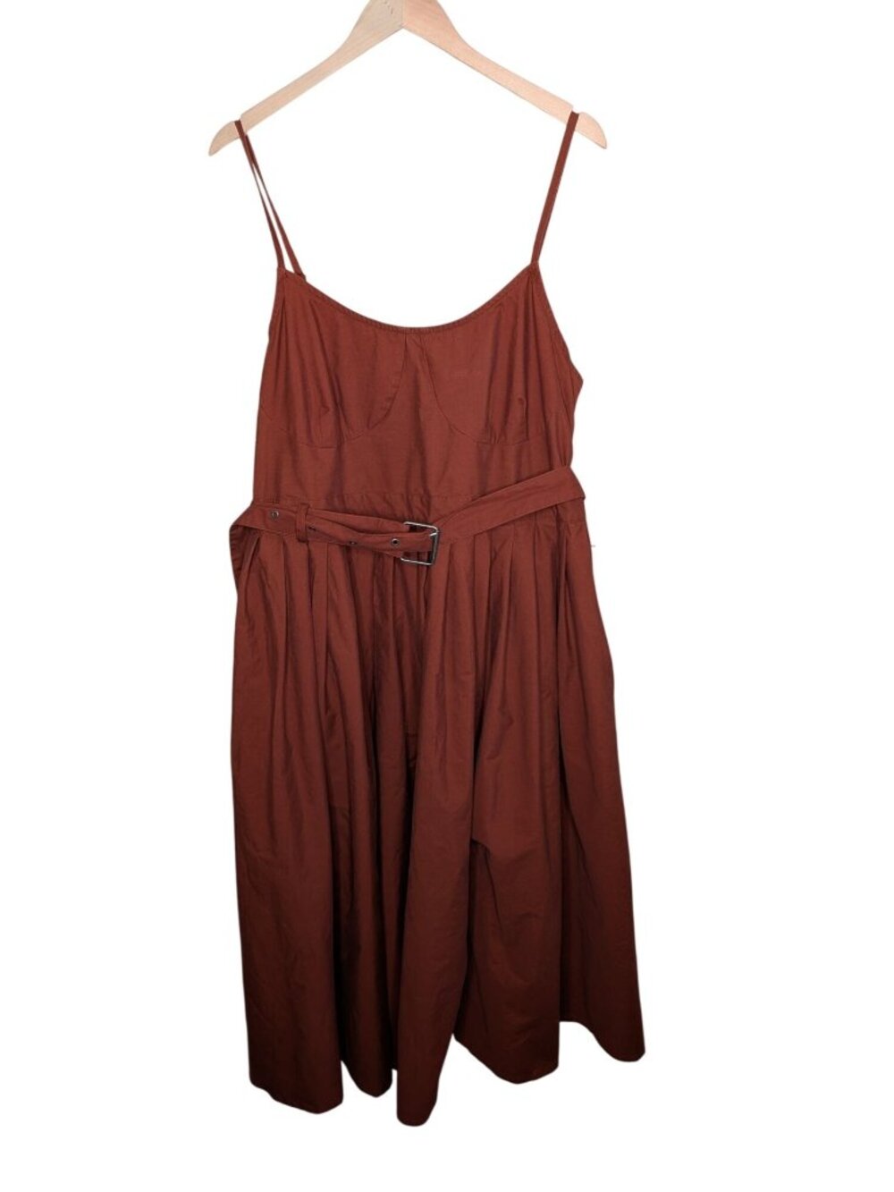 Future Collective Reese Blutstein Rust Belted Midi Dress Size 18